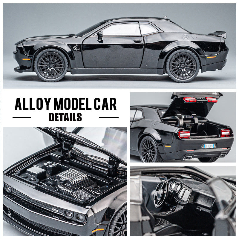 Dodge Challenger Hellcat Diecast Model – 1:32 Realistic Collectible Design with Lights & Sound