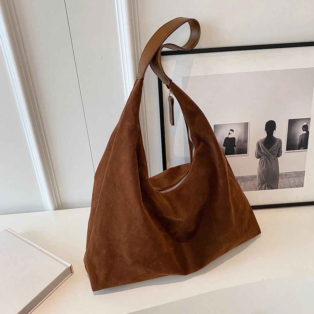 Over Shoulder Leather & Suede Tote Bag