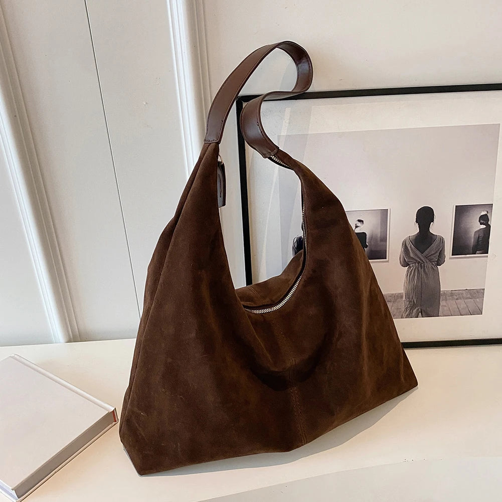 Over Shoulder Leather & Suede Tote Bag