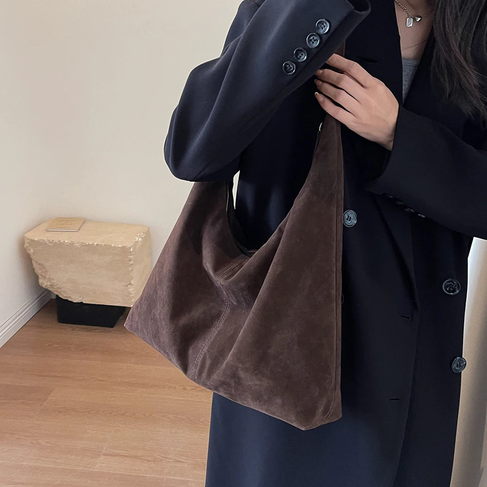 Over Shoulder Leather & Suede Tote Bag