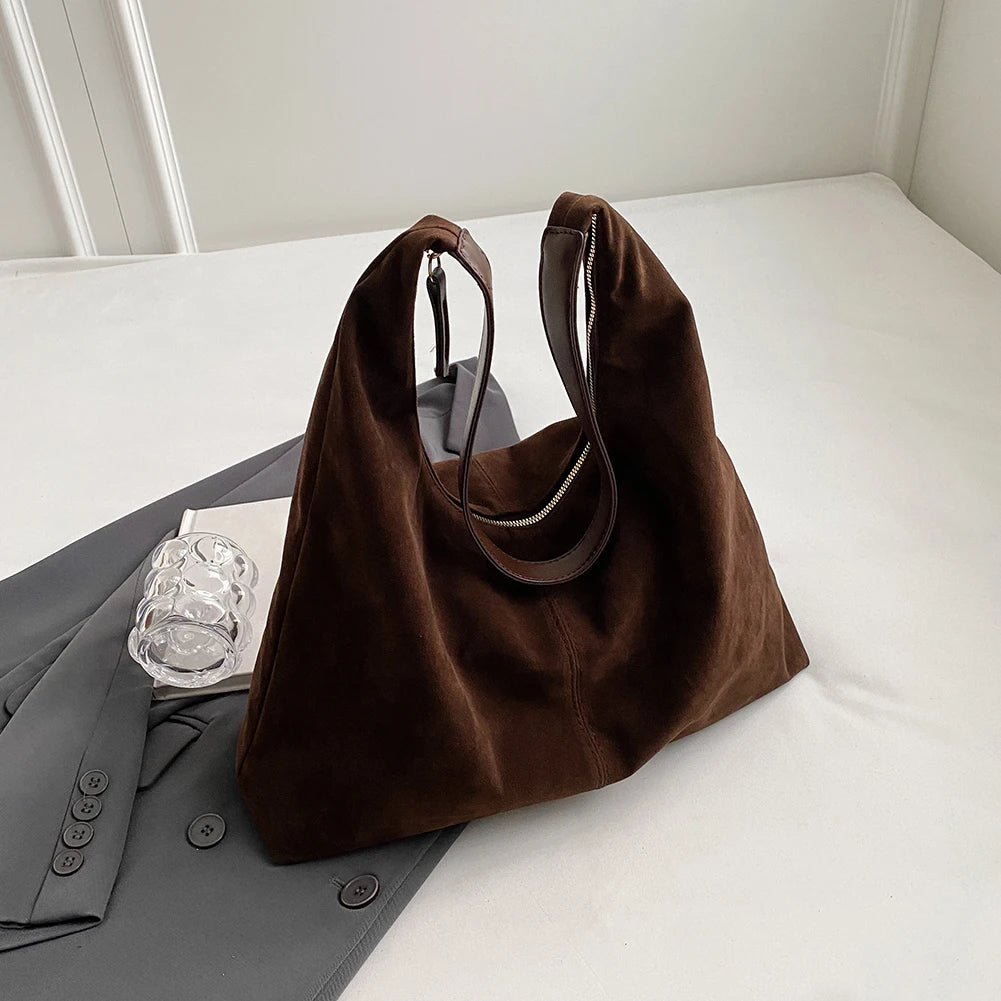 Over Shoulder Leather & Suede Tote Bag